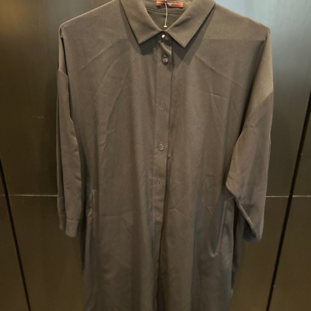 High end French designer HIGH knee length duster blouse